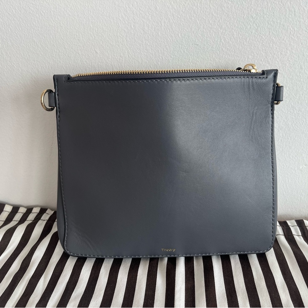 Theory grey Leather Crossbody Bag Clutch NWT